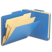 SMEAD Poly Classification Folders (Blue), 2/5 Cut Top Tab, Two Dividers, Letter Size (Box of 10)